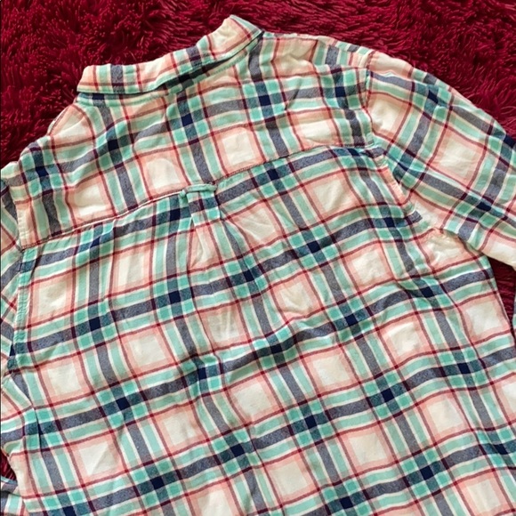 Red Camel mint, navy and red plaid button down top - Picture 8 of 12